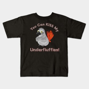 African Grey Parrot Kiss Underfluffies Kids T-Shirt